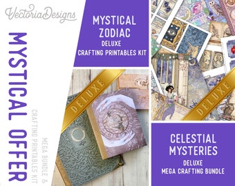 Mystical Offer Zodiac Junk Journal Kit Astrology Printables Printable Zodiac Papers Junk Journal kit Journal Pages Ephemera Craft Kit 003047