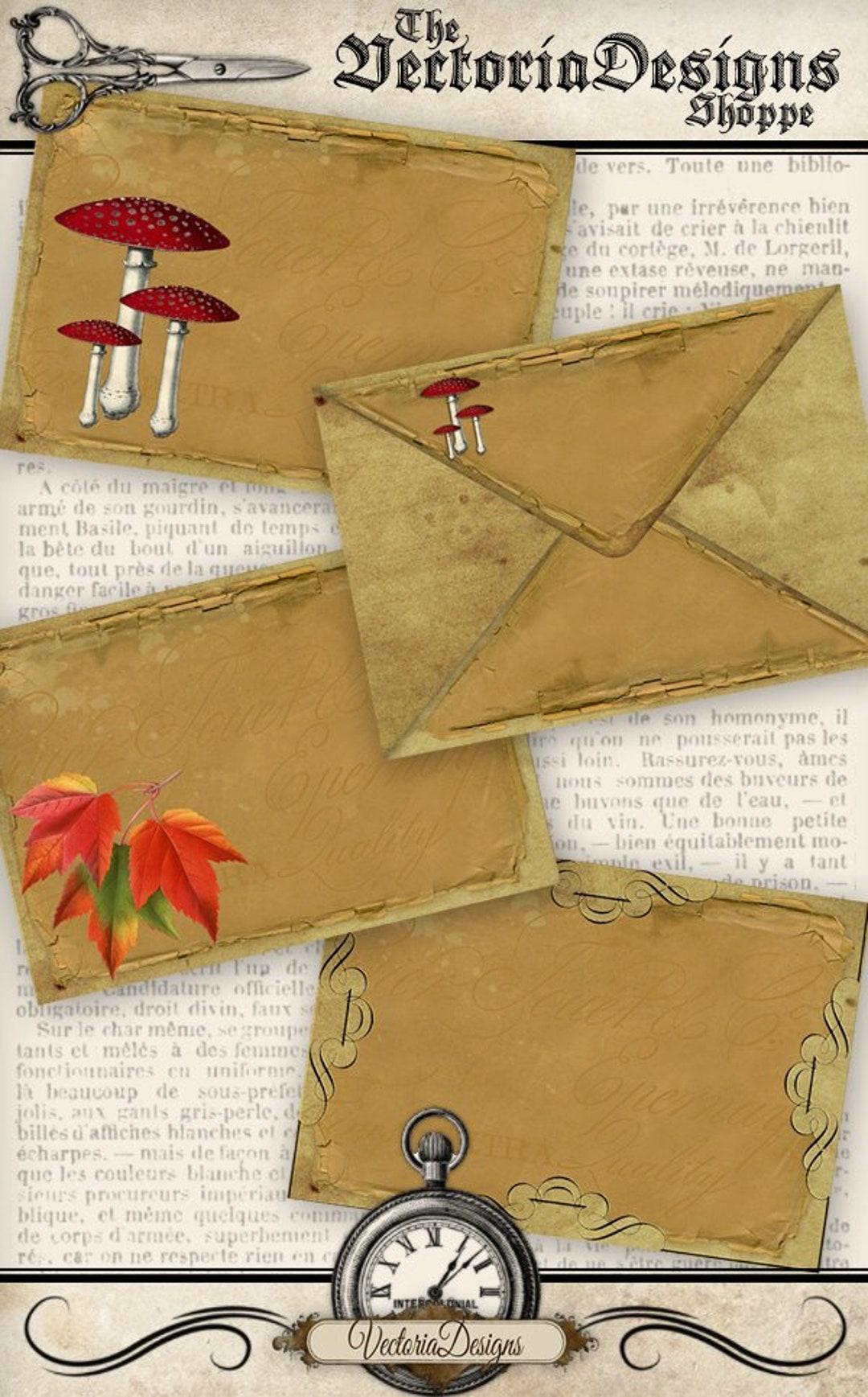 Fall Autumn Envelopes Printable Paper Craft Letter Writing Hobby ...