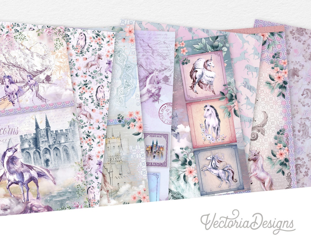 Magical Unicorns Paper Pack, Printable Paper Pack, Digital Paper ...