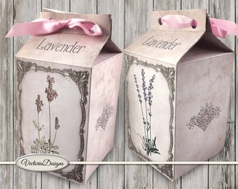 Lavender Milk Box printable Favor Box paper crafting diy digital download box pattern instant download digital collage sheet - 001238