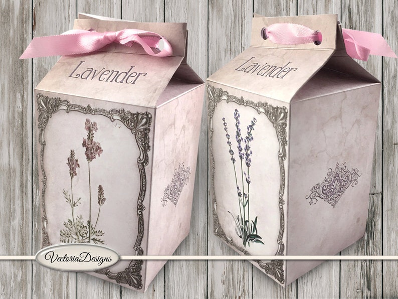 Lavender Milk Box printable Favor Box paper crafting diy digital download box pattern instant download digital collage sheet 001238 image 1