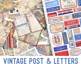 Vintage Post & Letters MEGA Crafting Bundle, Postage Printables, Printable Paper, Post Embellishments, Junk Journal, Craft Kits - 002556