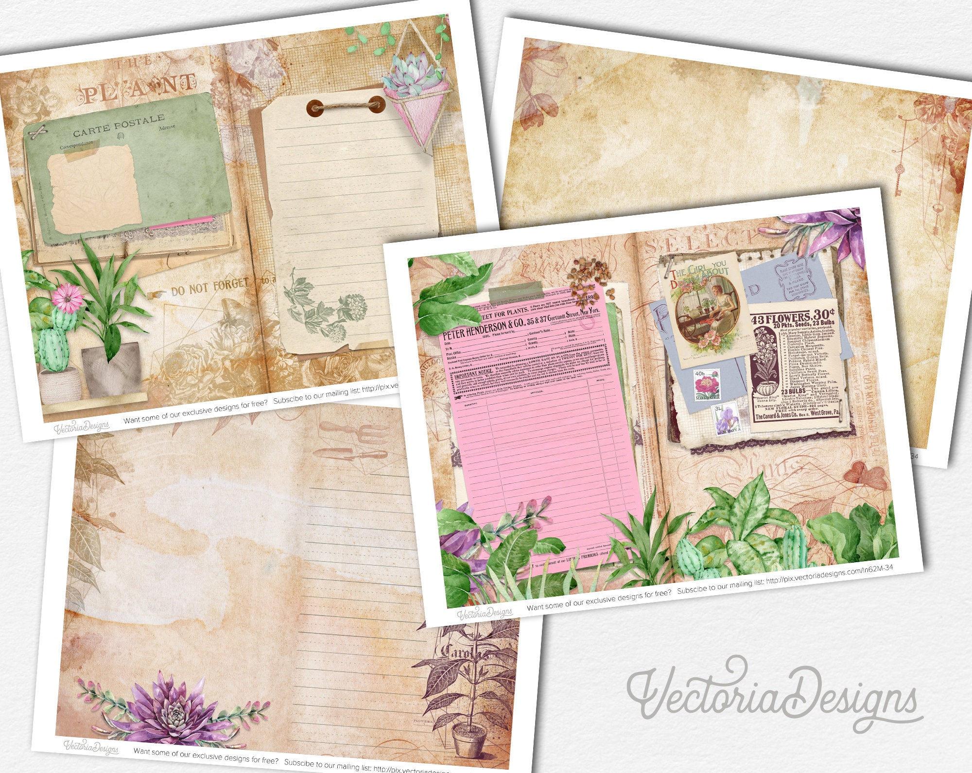 Plant Lady - Printable Vintage Botanicals Ephemera for Junk