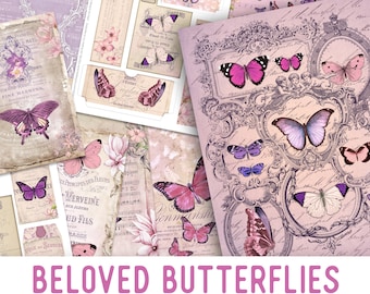 Beloved Butterflies Junk Journal Kit, Junk Journal Supplies, Junk Journal Printables, Butterfly Decor, Junk Journal Ephemera, DIY Kit 002218