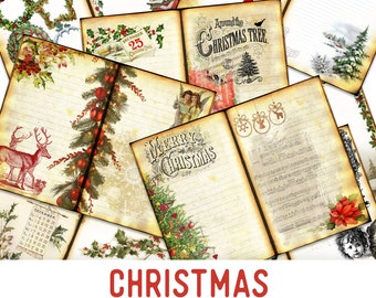 Christmas Junk Journal Kit, Christmas Journal Digital Kit, Christmas In July Decoration, Digital Journal Kit, Summer Christmas Gift 001882