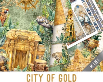 City of Gold Junk Journal Kit MINI, El Dorado Crafting Printables Legend Junk Journal Embellishments Printable Paper Junk Journal 003834