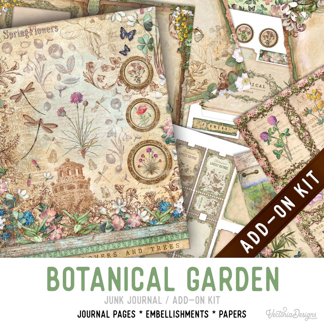Botanical Garden Junk Journal Kit ADD-ON, Printable Junk Journal Pages ...
