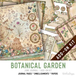Botanical Garden Junk Journal Kit ADD-ON, Printable Junk Journal Pages Journal Kit Craft kits Vintage Junk Journal 003450