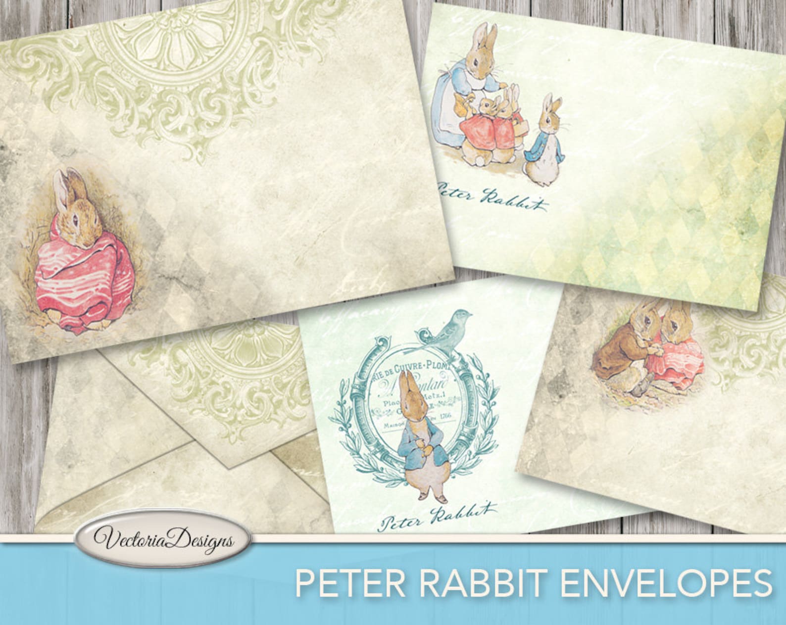 Paper Envelope Diy Rabbit Peter Rabbit Envelopes, Digital Paper Envelopes, Writing Paper ...