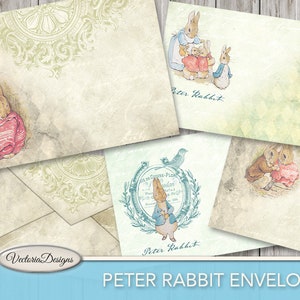 Peter Rabbit Envelopes, Digital Paper Envelopes, Writing Paper Stationery, Printable Envelopes, Beatrix Potter, Digital Download 001747
