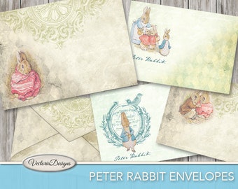 Peter Rabbit Envelopes, Digital Paper Envelopes, Writing Paper Stationery, Printable Envelopes, Beatrix Potter, Digital Download 001747