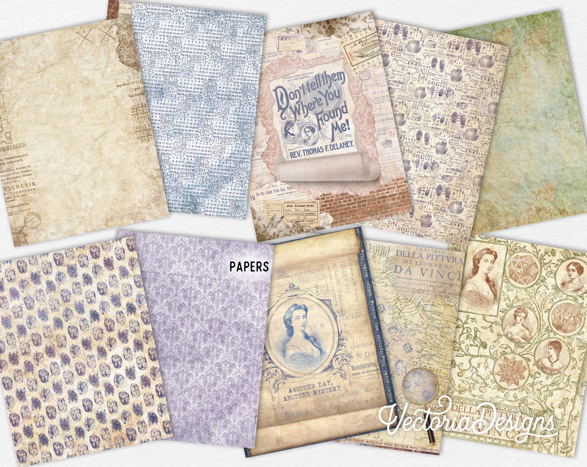 Detective Lady MINI Crafting Printables Kit, Vintage Junk Journal ...