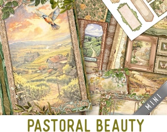 Pastoral Junk Journal Kit MINI, Pastoral Crafting Printables Pastoral Embellishments Pastoral Printable Pastoral Paper Junk Journal 003512