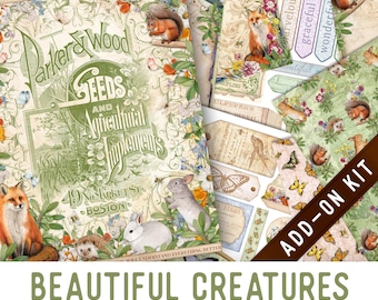 Beautiful Creatures Junk Journal Kit ADD-ON, Printable Junk Journal Pages Journal Kit Craft kits Vintage Junk Journal 003449