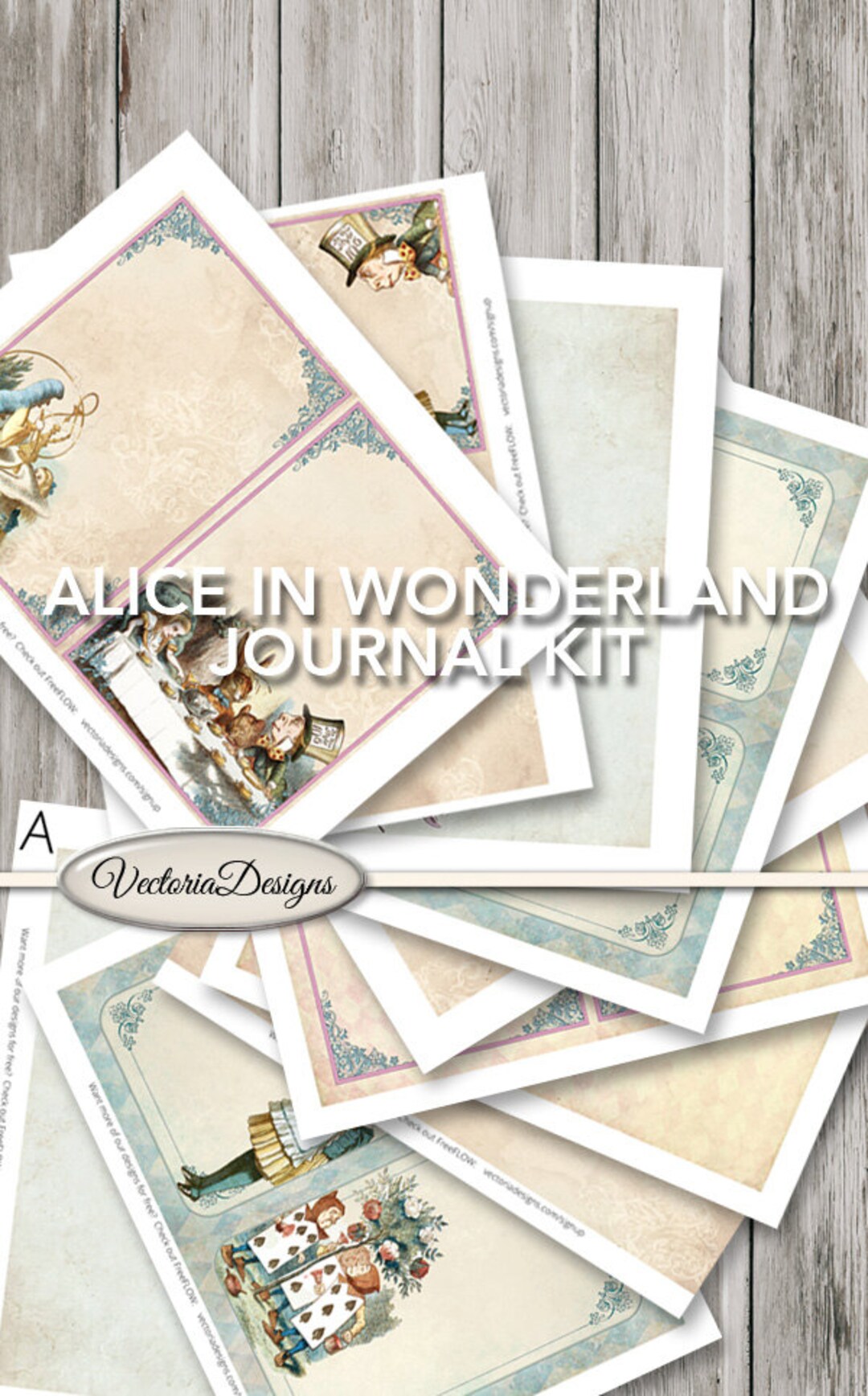 Alice in Wonderland Journal, Junk Journal Kit, Digital Journal, Book ...