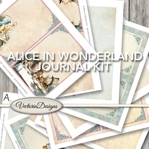Alice In Wonderland Journal, Junk Journal Kit, Digital Journal, Book Journal, Instant Download, Fantasy Journal Kit, Printable Kit 001443 image 1
