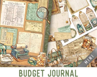 Budget Journal Junk Journal Kit MINI, Money Journal Crafting Printables Kit Budget Embellishments Printable Budget Paper Craft 003628