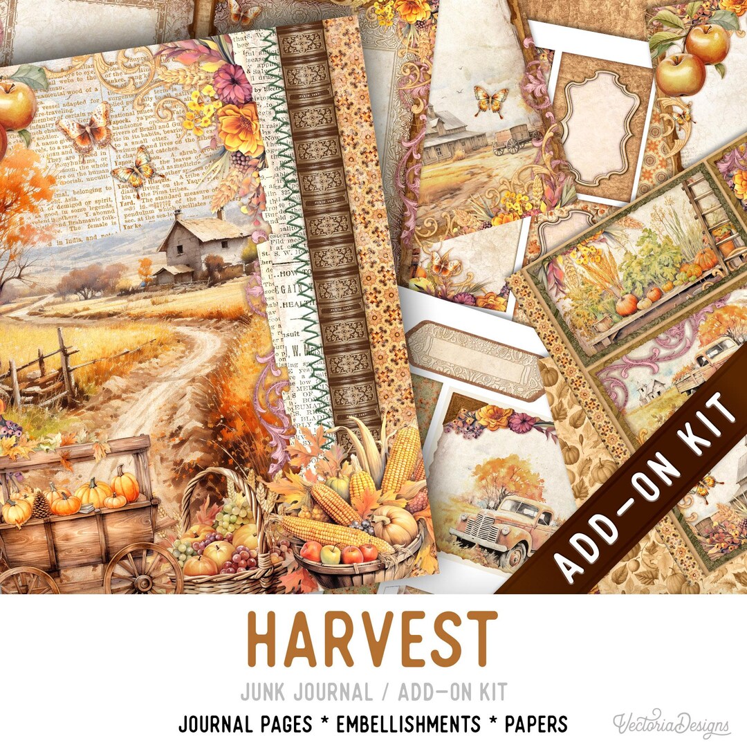 Harvest Junk Journal Kit ADD-ON, Printable Craft Kit With Journal Pages ...