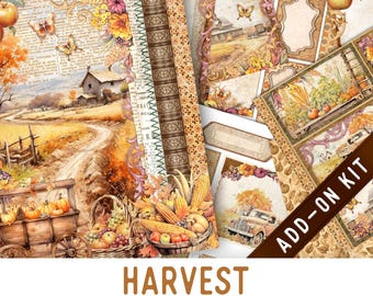 Harvest Junk Journal Kit ADD-ON, Printable Harvest Junk Journal Pages Harvest Journal Kit Craft kits Vintage Harvest Junk Journal 003569