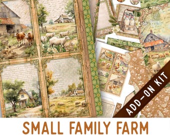 Small Family Farm Journal Kit ADD-ON, Printable Craft kit with Journal Pages, Embellishments and Papers - 004013