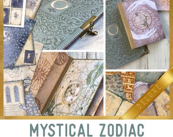 Mystical Zodiac DELUXE Crafting Printables Kit, printable junk journal kit, zodiac, astrology, journal embellishments, craft kits - 002614