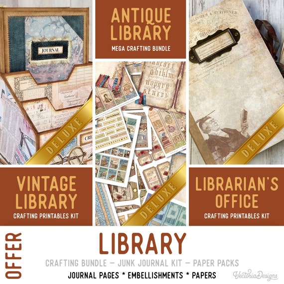 Library Offer, Journal Craft Printables (papers, pages and embellishments) digital download - 003061