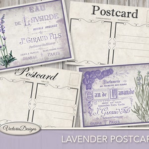Lavender Postcards, Lavender Ephemera, Printable Postcards, Lavender Images, Digital Ephemera, Printable Gift Tags, Back Of Postcard 001419