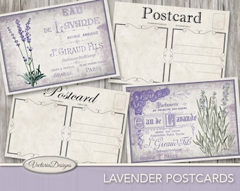 Lavender Postcards, Lavender Ephemera, Printable Postcards, Lavender Images, Digital Ephemera, Printable Gift Tags, Back Of Postcard 001419