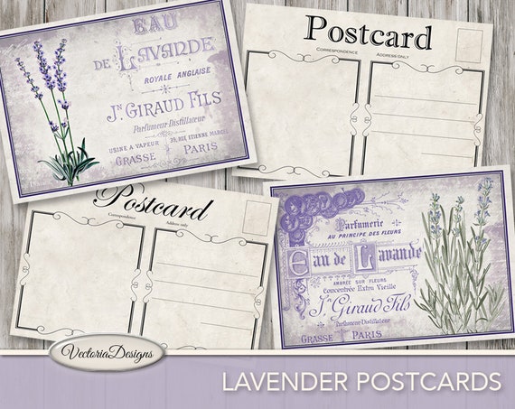 Lavender Postcards, Lavender Ephemera, Printable Postcards, Lavender Images, Digital Ephemera, Printable Gift Tags, Back Of Postcard 001419