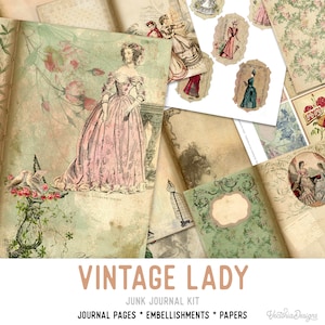 nude vintage × JOURNALSTANDARD Vintage Lady Junk Journal Kit, Junk Journal Paper Pack