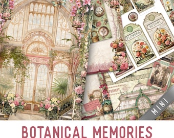Botanical Memories Junk Journal Kit MINI, Memories Crafting Printables Embellishments Printable Paper Botanical Junk Journal 003671