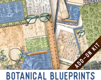 Botanical Blueprints Kit ADD-ON, Printable Craft kit with Journal Pages, Embellishments and Papers - 004021