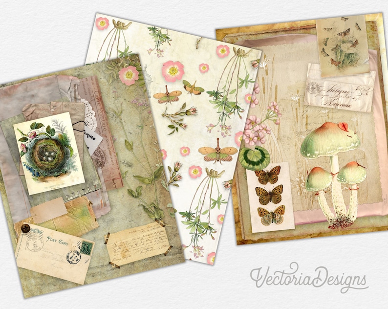 Botanical Paper Pack, Scrapbook Paper, Decorative Paper, Cottagecore, Printable Paper Pack, Garden Paper Pack, Junk Journal Paper - 002044 image 3