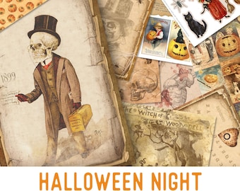 Halloween Night Crafting Printables Kit, Printable Journal Kit, Journal Ephemera, Scrapbook Journal, 002309
