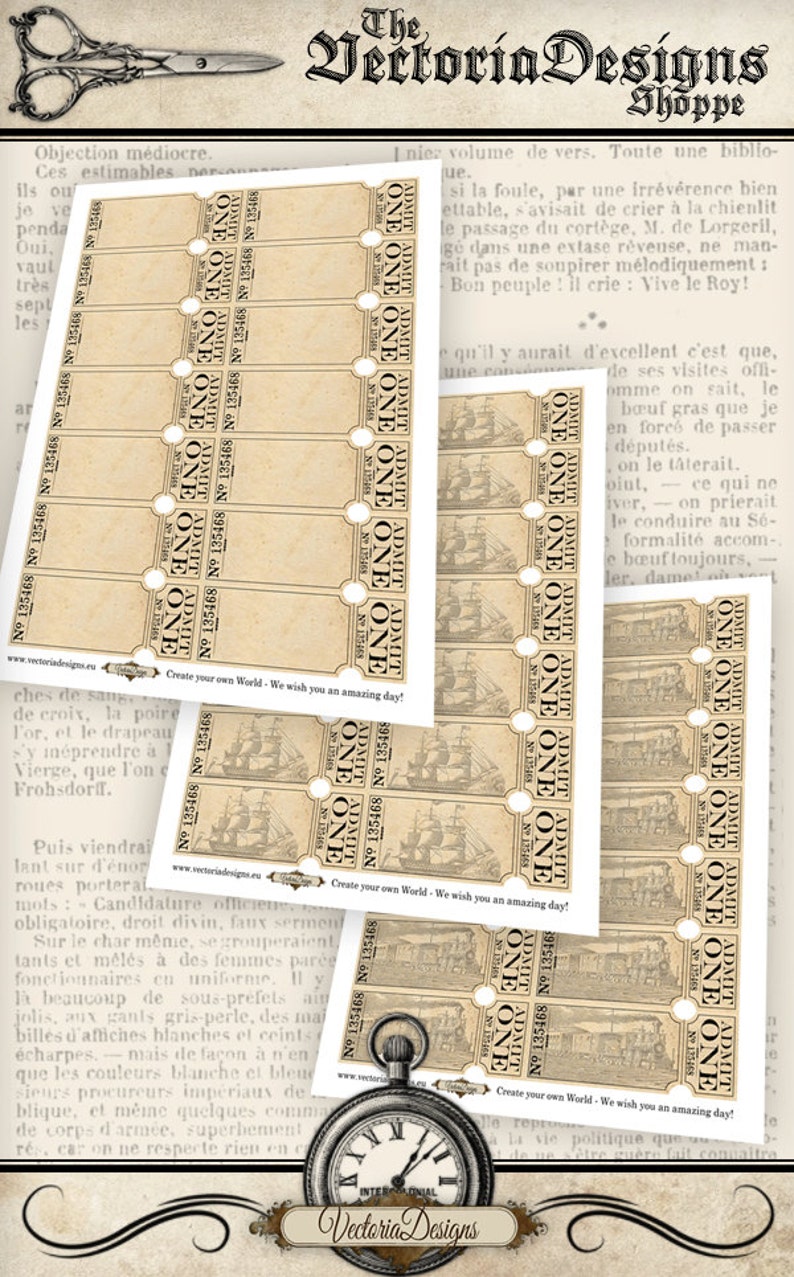Digital Download Blank Tickets Printable Admit One Paper - Etsy UK