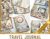 Travel Junk Journal Kit (DELUXE) - Printable Craft Kit with Journal Pages, Embellishments & Papers - 003064