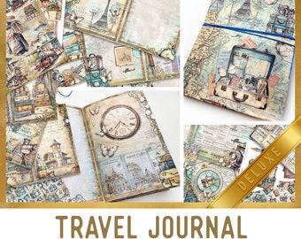 Travel Junk journal Kit Travel Journal DELUXE Crafting Printables Kit Travel Embellishments Junk Journal Travel Paper Craft Kits DIY 003064