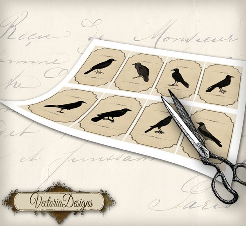 Black Bird Labels Vintage Printable Images Instant Download - Etsy