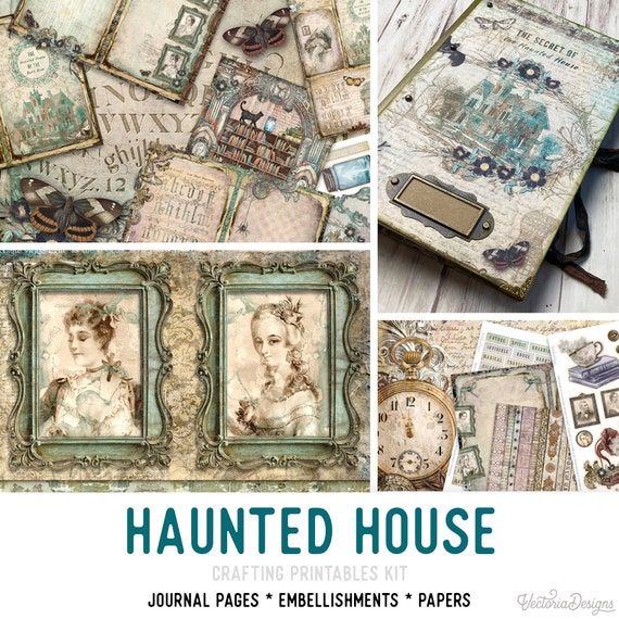 Haunted House Junk Journal Kit (Standard) - Printable Pages, Papers and Embellishments for Crafting - 002659