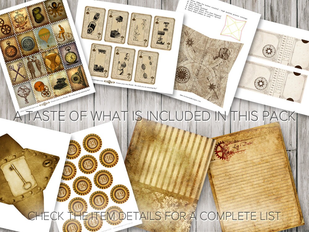 Steampunk MEGA Crafting Pack Printable Paper Crafting Junk Journal Scrapbooking Digital ...