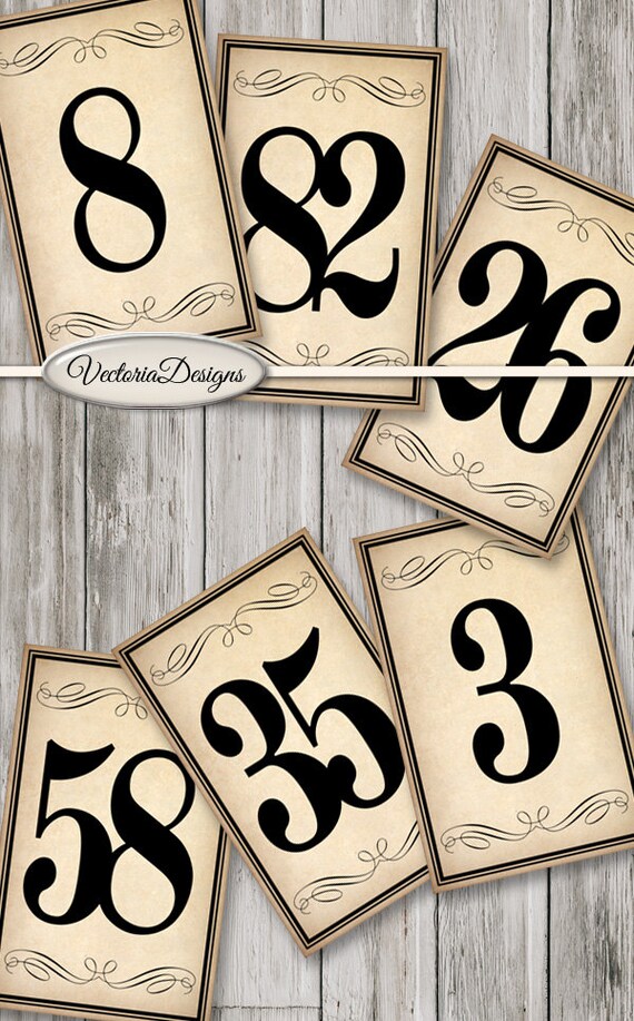 vintage number cards wedding table numbers printable etsy israel