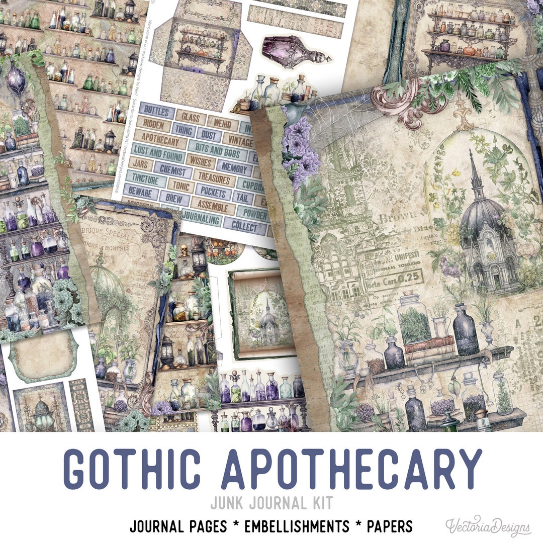 Gothic Apothecary Junk Journal Kit, Printable Junk Journal Kit ...