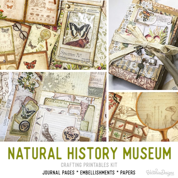 Natural History Museum Junk Journal Kit - Printable Pages, Papers and Embellishments for Crafting -  002384