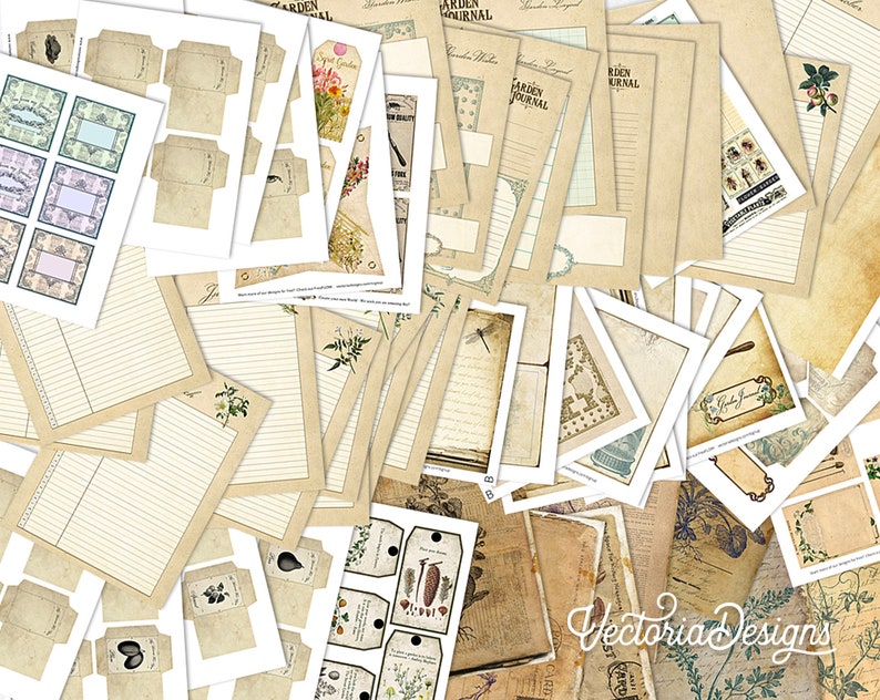 Garden Printable Crafting Bundle, Small & Precious Garden Paper Kit, Digital Journal Kit, Garden Labels, Garden Tags, Garden Envelope 001752 image 2