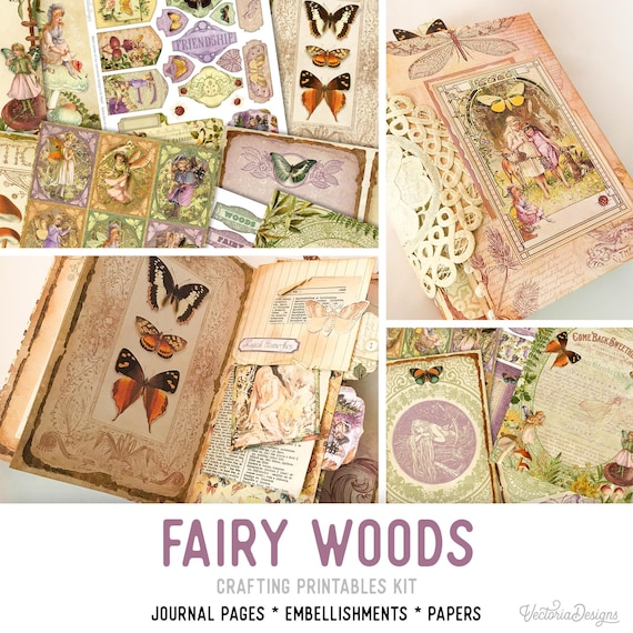 Fairy Woods Crafting Printables Kit (Standard)- Printable Pages, Papers and Embellishments for Crafting - 002374