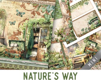 Nature's Way Junk Journal Kit MINI, Nature Crafting Printables Nature Embellishments Printable Paper Nature Junk Journal Nature 003642