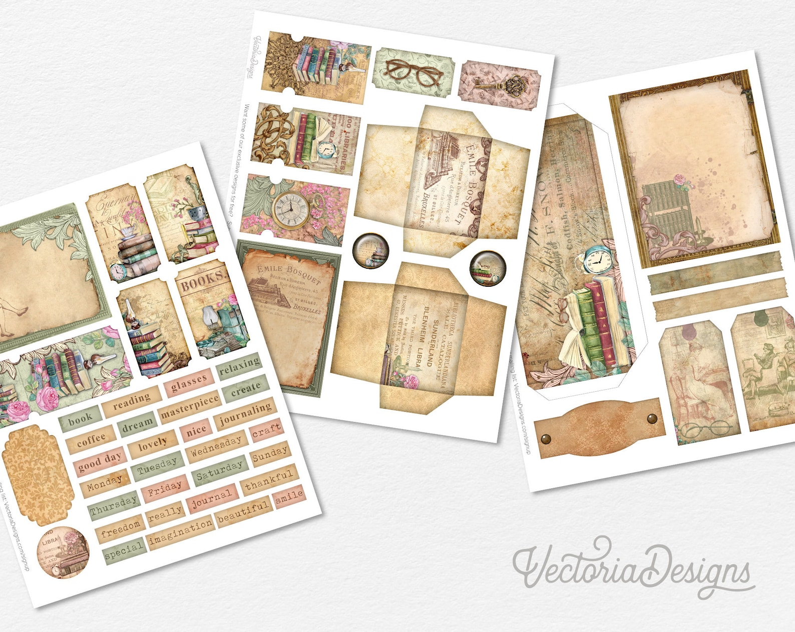 Vintage Books & Reading Junk Journal Kit, Books Journal, Printable Junk ...