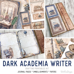 Dark Academia Writer Junk Journal Kit Dark Academia Crafting Printables Kit Writer Embellishments Printable Paper Craft Kit Tutorial 003140