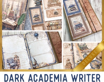 Dark Academia Writer Junk Journal Kit Large DELUXE, Dark Academia Crafting Printables Writer Embellishments Printable Paper Tutorial 003199