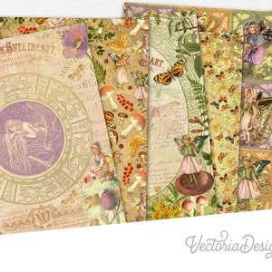 Fairy Woods Paper Pack, Printable Paper Pack, Digital Paper, Fairy Scrapbook Paper, Crafting Paper, Craft Paper, Junk Journal Paper - 002716